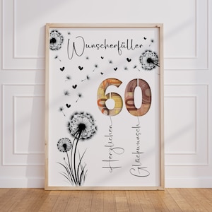 Geldgeschenk voor 60e verjaardag | Wensvervullend verjaardagscadeau | creatief cadeau-idee direct downloaden PDF | Posterronde verjaardag