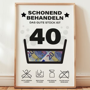 Presente em dinheiro para aniversário de 40 anos | trate com delicadeza presente de aniversário | ideia criativa para presente download instantâneo | Cartaz redondo de aniversário