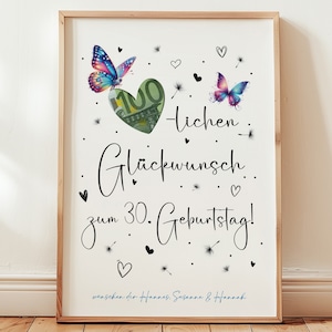 Geldgeschenk zum 30. Geburtstag | Wunscherfüller Geburtstagsgeschenk | kreative Geschenk Idee sofort Download PDF | Poster runder Geburtstag