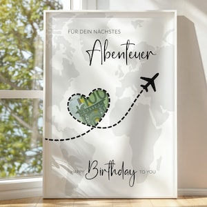Cadeau d'anniversaire en espèces pour voyage | Cadeau voyage autour du monde | Joyeux anniversaire | Téléchargement de cadeau de dernière minute pour auto-impression | PDF
