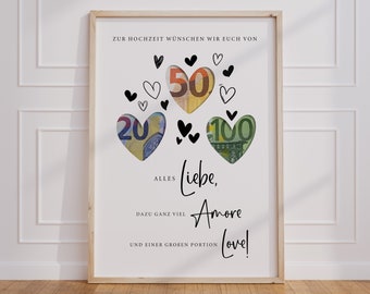 Wedding Money Gift | Wedding Poster | Creative DIY Gift for the Bride and Groom | Wedding Gift Money | Last-Minute Instant Download A4