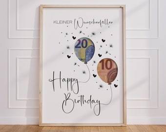 Compleanno regalo in denaro | Regalo di compleanno | Regalo di compleanno last minute PDF Download istantaneo | Regalo | piccolo esauditore di desideri
