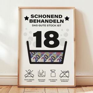 Geldgeschenk zum 18 Geburtstag Geschenkidee | Volljährig endlich 18 Geburtstagsgeschenk | Geschenk Idee Download PDF | Poster Geburtstag