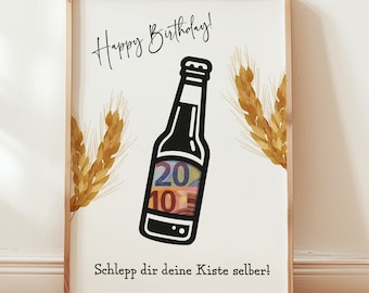 Funny birthday cash gift | funny birthday gift for husband, boyfriend | last minute gift PDF beer | funny gift for beer drinkers