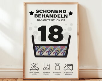 Cash gift for 18th birthday gift idea | Finally of age, 18th birthday gift | Gift idea download PDF | Birthday poster