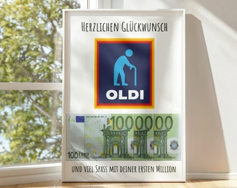 Grappig verjaardagscadeau in geld | eerste miljoen | Verjaardagscadeau | Last minute verjaardagscadeau PDF direct downloaden | Geschenk