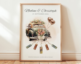 Regalo de boda en efectivo | dinero de regalo de boda personalizado | Coche de boda | Descarga instantánea de último minuto y edita tú mismo con Canva.