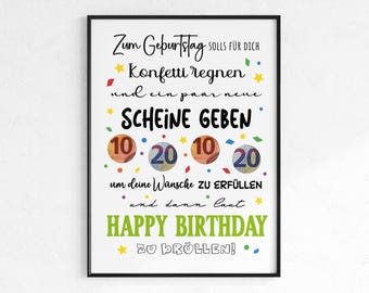 Birthday cash gift | Wish-fulfilling | Last-minute birthday gift PDF instant download | Gift | Birthday present
