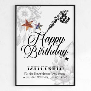 Cash gift tattoo voucher | Gift tattoo money | Craft template | Birthday gift idea | Tattoo gift idea | A4 PDF image