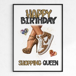 Geburtstagskarte Für Enkelin – 21. Geburtstag, Motiv: Schuhe, Englischer Spruch | 15,2 X 22,8 Cm, Mit Glitzer