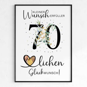 Presente em dinheiro para aniversário de 70 anos | Presente de aniversário que realiza desejos | ideia de presente criativo download instantâneo PDF | Cartaz redondo de aniversário