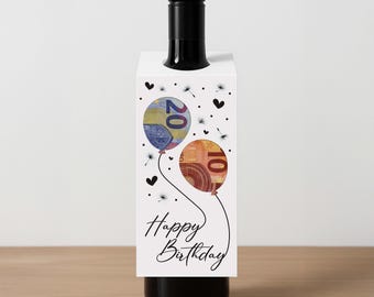 Regalo de cumpleaños en efectivo | Globos | Regalo de último minuto | Tarjeta de cumpleaños PDF descarga instantánea | Plantilla de regalo | regalo de cumpleaños