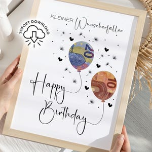 Geldgeschenk Geburtstag | Geburtstagsgeschenk | Last Minute Geschenk zum Geburtstag PDF Sofort Download | Geschenk | kleiner Wunscherfüller Bild 2