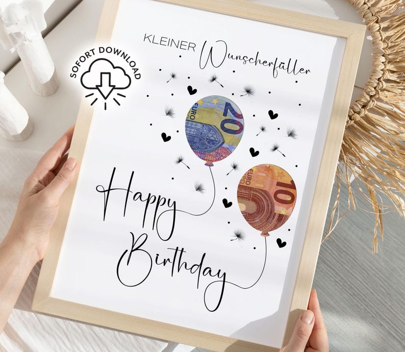 Geldgeschenk Geburtstag | Geburtstagsgeschenk | Last Minute Geschenk zum Geburtstag PDF Sofort Download | Geschenk | kleiner Wunscherfüller Bild 2