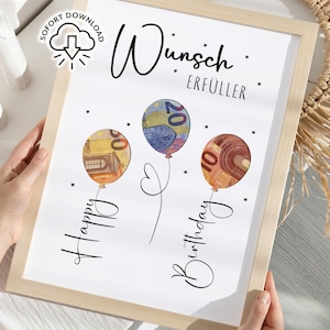 Cash Gift for Birthdays | Wish Granter | Last Minute Birthday Gift PDF Instant Download | Gift | Birthday Present