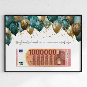 Regalo in denaro per il compleanno | Regalo di compleanno | primo milione | Regalo dell'ultimo minuto | download digitale PDF | Idea regalo: regalare soldi