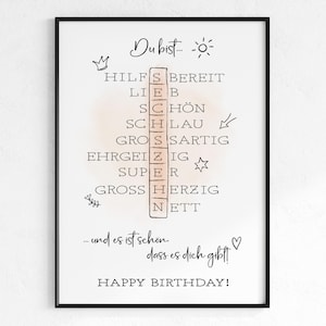 Geschenk zum 16. Geburtstag | Geschenkidee Bild | Geburtstagsgeschenk | Download PDF | Poster Geburtstag | last minute Idee | Du bist Rätsel