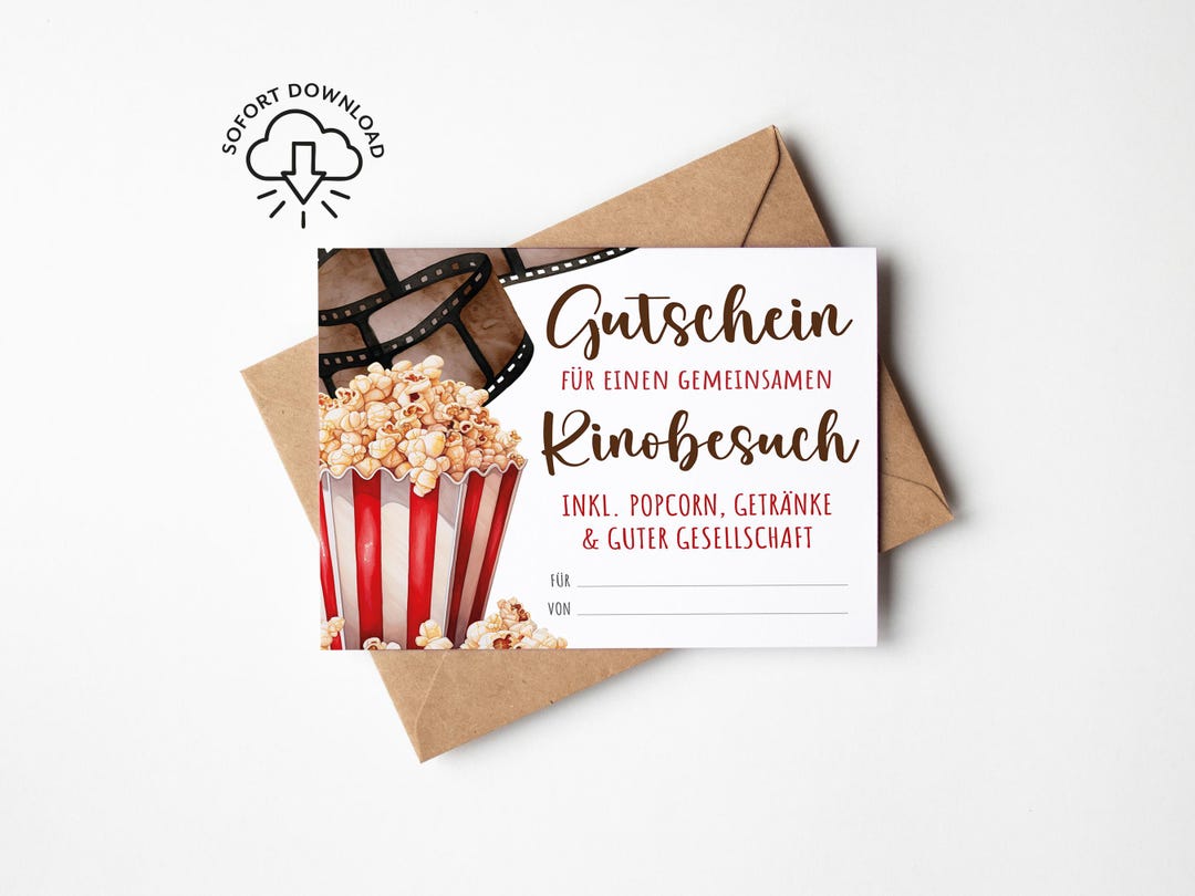 Movie Inv Card Cinema Voucher | Printable Cinema Voucher Template | Gift Idea for a ...