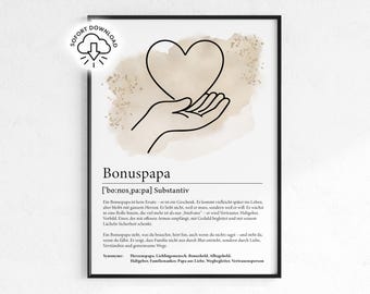 Bonuspapa Geschenk | Vatertag Definition | Geschenk für Stiefvater | Last Minute Geschenk Geburtstag | Weihnachtsgeschenk PDF