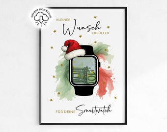 Christmas Smartwatch Cash Gift | Christmas Gift Voucher | Wish-Granting Gift Idea Watch DIY | Digital Download PDF Template