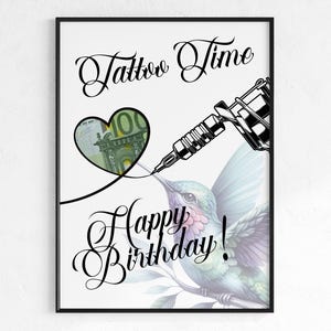 Cash gift tattoo voucher | Gift tattoo money | Craft template | Birthday gift idea | Tattoo gift idea | A4 PDF image