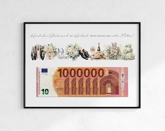 Money gift for a wedding | Wedding gift | first million | Last minute gift Download for self-printing | PDF | Give money