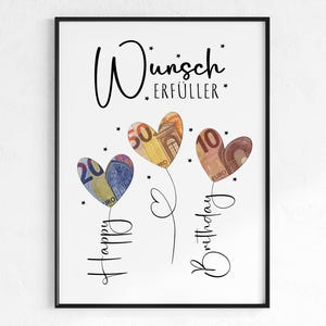Geldgeschenk Geburtstag | Wunscherfüller | Last Minute Geschenk zum Geburtstag PDF Sofort Download | Geschenk | Geburtstagsgeschenk Idee
