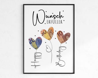 Cash Gift for Birthdays | Wish Granter | Last Minute Birthday Gift PDF Instant Download | Gift | Birthday Gift Idea