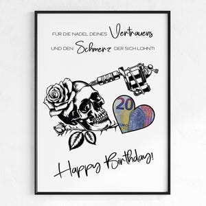 Cash gift tattoo voucher | Gift tattoo money | Craft template | Birthday gift idea | Tattoo gift idea | A4 PDF image
