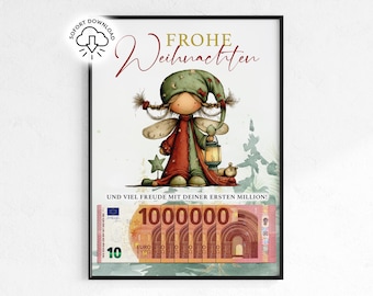 Geldgeschenk Weihnachten | Weihnachten Geschenk | DIY Geldgeschenk basteln | kreatives Weihnachtsgeschenk |  Deine erste Million PDF Bild