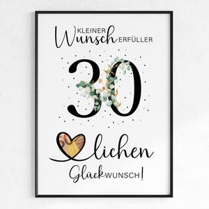 Cash gift for a 30th birthday | Wish-fulfilling birthday gift | Creative gift idea, instant download PDF | Round birthday poster