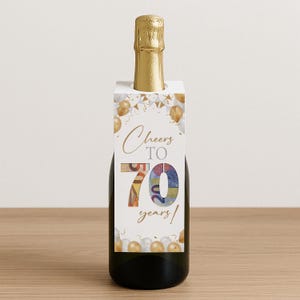 Cadeau en espèces pour un 70e anniversaire | Étiquette de vin cadeau de dernière minute | Téléchargement instantané | Pendentif bouteille | Étiquette de bouteille cadeau d'anniversaire