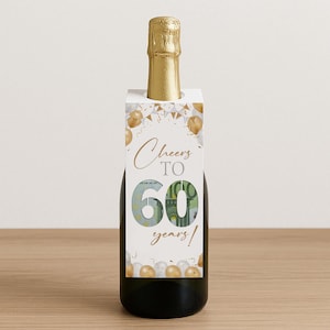 Geldgeschenk 60. Geburtstag | Last Minute Geschenk Etikett Wein | Sofort Download | Flaschenanhänger | Flaschenetikett Geburtstagsgeschenk