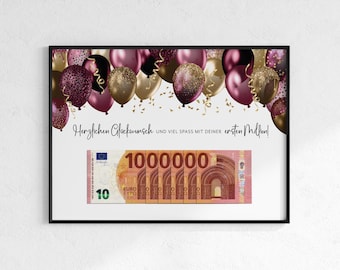 Birthday cash gift | Birthday present | First million | Last minute gift | Digital download | Gift idea: Giving money