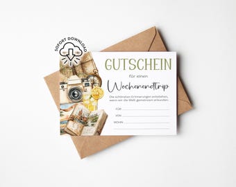 Printable Weekend Trip Voucher | Weekend Travel Voucher | Short Trip Gift Idea | Experience Voucher for Couples and Friends | Printable