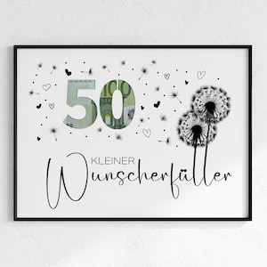 Geldgeschenk voor 50e verjaardag | Wensvervullend verjaardagscadeau | creatief cadeau-idee | digitale download PDF | Posterronde verjaardag