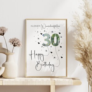 Peut inclure: Une carte imprimable blanche avec le texte "KLEINER Wunscherraller" et "Happy Birthday" avec un 30 fait d'un billet d'euro.