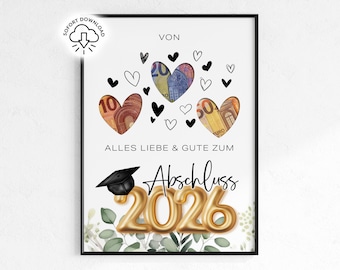 Geldgeschenk Abschluss 2026 | Abschlussgeschenk Geldgeschenk | Abi Geschenk 2026 | Geldgeschenk Abitur | Sofort Download PDF Vorlage