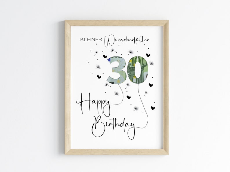 Cadeau d'anniversaire pour 30 ans | Cadeau d'anniversaire exaucé | Idée cadeau créative, téléchargement PDF instantané | Affiche d'anniversaire ronde image 1