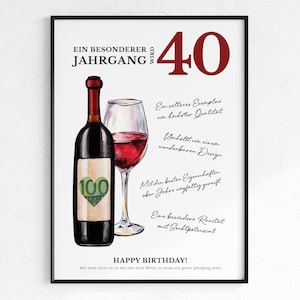 Regalo in denaro per il 40esimo compleanno | Regalo di compleanno vintage | idea regalo creativa Scarica PDF | Poster rotondo vino idea compleanno