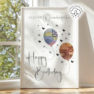 Geldgeschenk Geburtstag | Geburtstagsgeschenk | Last Minute Geschenk zum Geburtstag PDF Sofort Download | Geschenk | kleiner Wunscherfüller Bild 8