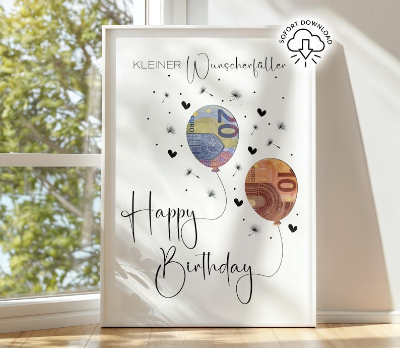 Geldgeschenk Geburtstag | Geburtstagsgeschenk | Last Minute Geschenk zum Geburtstag PDF Sofort Download | Geschenk | kleiner Wunscherfüller Bild 8
