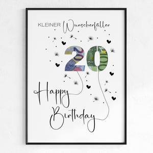 Presente em dinheiro para aniversário de 20 anos | pequeno presente de aniversário realizador de desejos | ideia criativa para presente Baixar PDF | Pôster redondo de aniversário