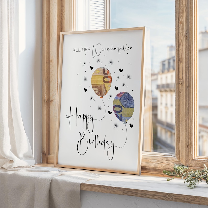 Geldgeschenk Geburtstag | Geburtstagsgeschenk | Last Minute Geschenk zum Geburtstag PDF Sofort Download | Geschenk | kleiner Wunscherfüller Bild 4