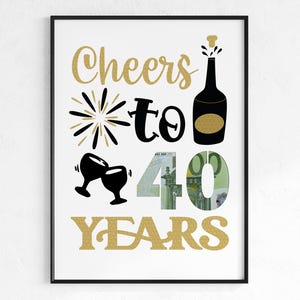 Regalo de dinero para un 40 cumpleaños | Saludos al regalo de cumpleaños de 40 años | Idea de regalo descarga instantánea PDF | Cartel de cumpleaños redondo.