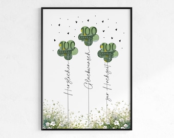 Wedding money gift | Wedding poster | Creative DIY gift | Bridal couple gift | Wedding money gift | Last minute instant download
