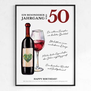Regalo in denaro per il tuo cinquantesimo compleanno | Regalo di compleanno vintage | idea regalo creativa Scarica PDF | Poster rotondo vino idea compleanno