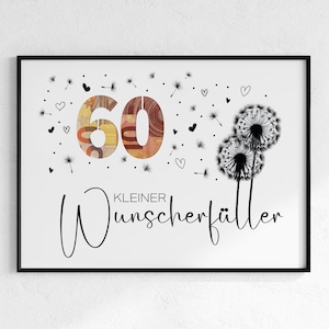 Geldgeschenk 60. Geburtstag | Wunscherfüller Geburtstagsgeschenk | kreative Geschenk Idee | digital Download PDF | Poster runder Geburtstag