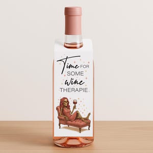 Weinetikett "Wine Therapy" | Mitbringsel | Lustiges Geschenk für Freundinnen | Printable PDF | Etikett für Weinflasche | Sofort-Download