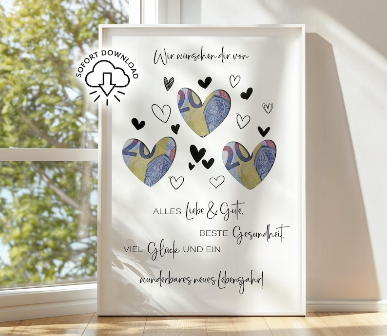 Dinero para regalo de cumpleaños | De corazón | Regalo en efectivo para adultos | Regalo de última hora (PDF) | Descarga instantánea | Póster de regalo imagen 9
